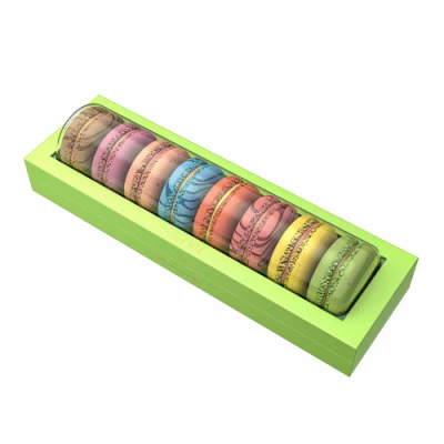 Confezione personalizzata Scatola di carta Cartone Macron Torta Panetteria Noci Caramelle Scatola di cioccolatini con finestra trasparente in PVC